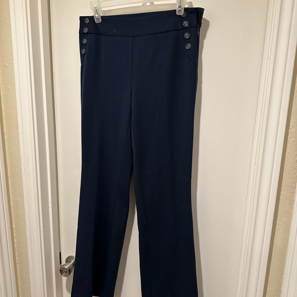 Jules & Leopold Navy Blue Sailor Button Wide Leg Pants